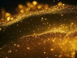Abstract shiny light and gold particle background. AI Generative. photo