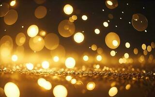 Abstract background with gold bokeh effect. AI Generative photo