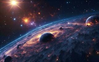 Nebula Galaxy Background. Cosmos Clouds And Beautiful Universe Night Stars. Generative AI photo