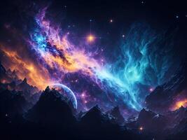 Nebula Galaxy Background. Cosmos Clouds And Beautiful Universe Night Stars. photo