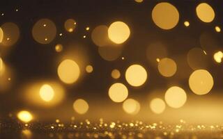 Abstract background with gold bokeh effect. AI Generative photo