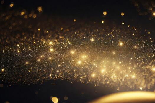 Abstract shiny light and gold particle background. . photo