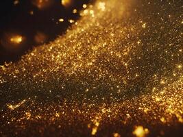 Abstract shiny light and gold particle background. AI Generative. photo