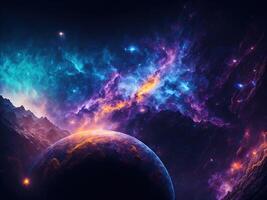 Nebula Galaxy Background. Cosmos Clouds And Beautiful Universe Night Stars. photo