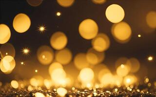 Abstract background with gold bokeh effect. photo