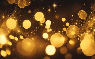 Abstract background with gold bokeh effect. photo