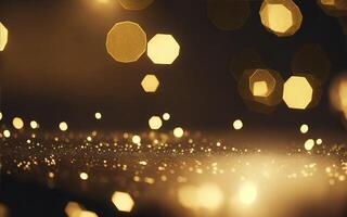 Abstract background with gold bokeh effect. AI Generative photo