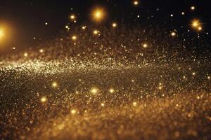 Abstract shiny light and gold particle background. . photo