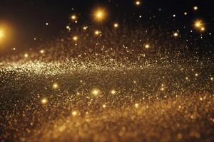 Abstract shiny light and gold particle background. AI Generative. photo