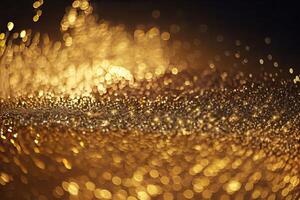 Abstract shiny light and gold particle background. AI Generative. photo