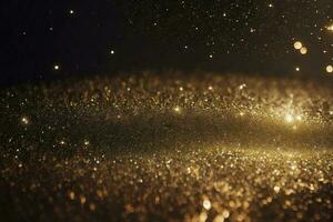 Abstract shiny light and gold particle background. . photo