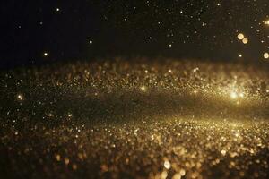 Abstract shiny light and gold particle background. AI Generative. photo