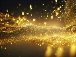 Abstract shiny light and gold particle background. AI Generative. photo