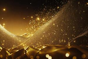 Abstract shiny light and gold particle background. AI Generative. photo