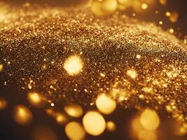 Abstract shiny light and gold particle background. AI Generative. photo