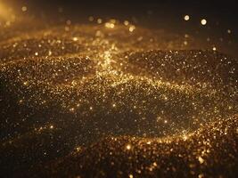 Abstract shiny light and gold particle background. AI Generative. photo