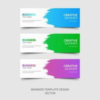 modern business web banner template in blue, green and pink color vector