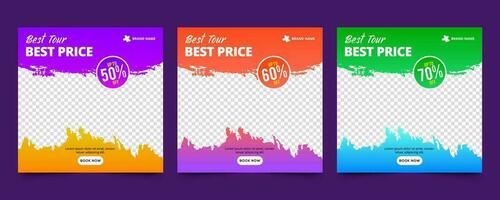 Set of square banner template. Suitable for social media post and web internet ads. Vector illustration