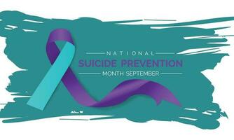 nacional suicidio prevención mes observado cada año durante septiembre bandera, día festivo, póster, tarjeta y antecedentes diseño.vector ilustración blanco y azul color antecedentes. vector