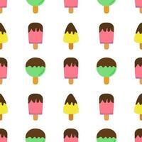 Seamless pattern with ice cream stick drawing on white background. vector