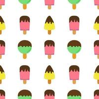 Seamless pattern with ice cream stick drawing on white background. vector