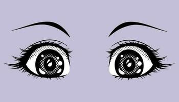 Surprised eyes anime girl. Vector illustration in manga style isolated on white background.