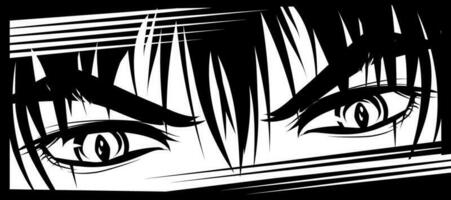 furioso Mira de un hombre en manga y anime estilo. vector