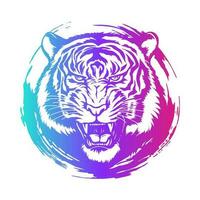 Head of a roaring gradient tiger. vector