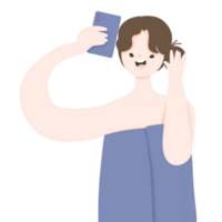 flicka selfie skönhet ansikte på göra upp och dusch png