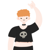 girl heavy metal fan hand sign rockstar png