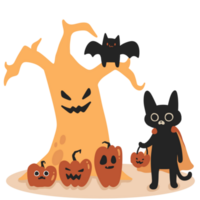 Halloween Luna piena zucca fantasma carino orrore grafico illustrazione png