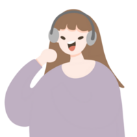 Girl sing a song dance y2k headphone png