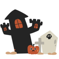 Halloween Luna piena zucca fantasma carino orrore grafico illustrazione png