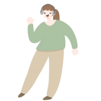 Girl sing a song dance y2k headphone png