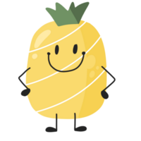 ananas fresco carino frutta cartone animato illustrazione png