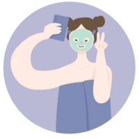 girl selfie beauty face mask and shower png