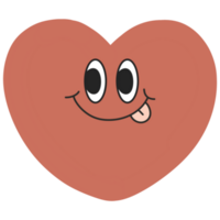 cuore Groovy carino cartone animato illustrazione y2k retrò umore png