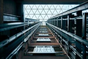 Open elevator lift shaft. photo