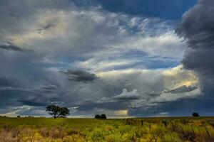 Stormy sky due to rain in the Argentine countryside, La Pampa province, Patagonia, Argentina. photo