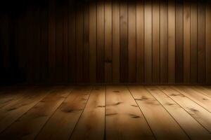 wooden room with wooden floor and light from the window, abstract background. AI Generated. photo