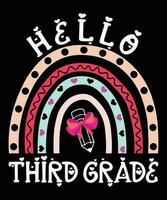 Hello Third Grade Back To School T-shirt Print Template vector