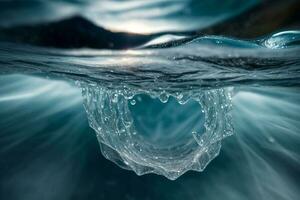 icebergs en glaciar laguna en día mediodía ligero. ai generado. foto