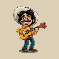 mexicano músico con guitarra vector ilustración eps