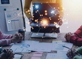 Digital transformation change management, internet of things. new technology bigdata and business process strategy, customer service management, cloud computing, smart industry.Ai technology. photo