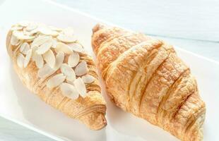 Croissants on the white plate photo