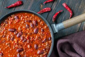 chile estafa carne en un fritura pan foto