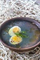 Bowl of chicken stock photo