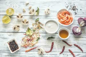 Ingredients for thai tom yum soup photo