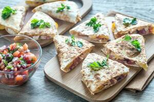 Mexican Quesadillas with salsa photo