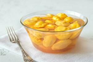 Bowl of pattypan squash photo